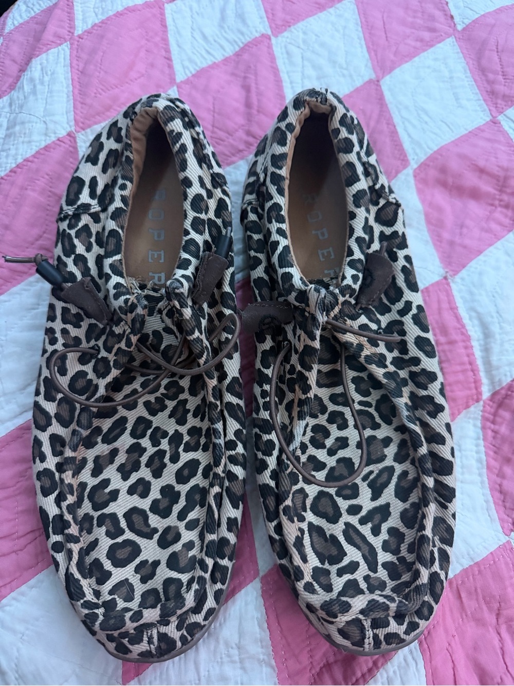 Roper Leopard Print Moccasins - Brown/Black